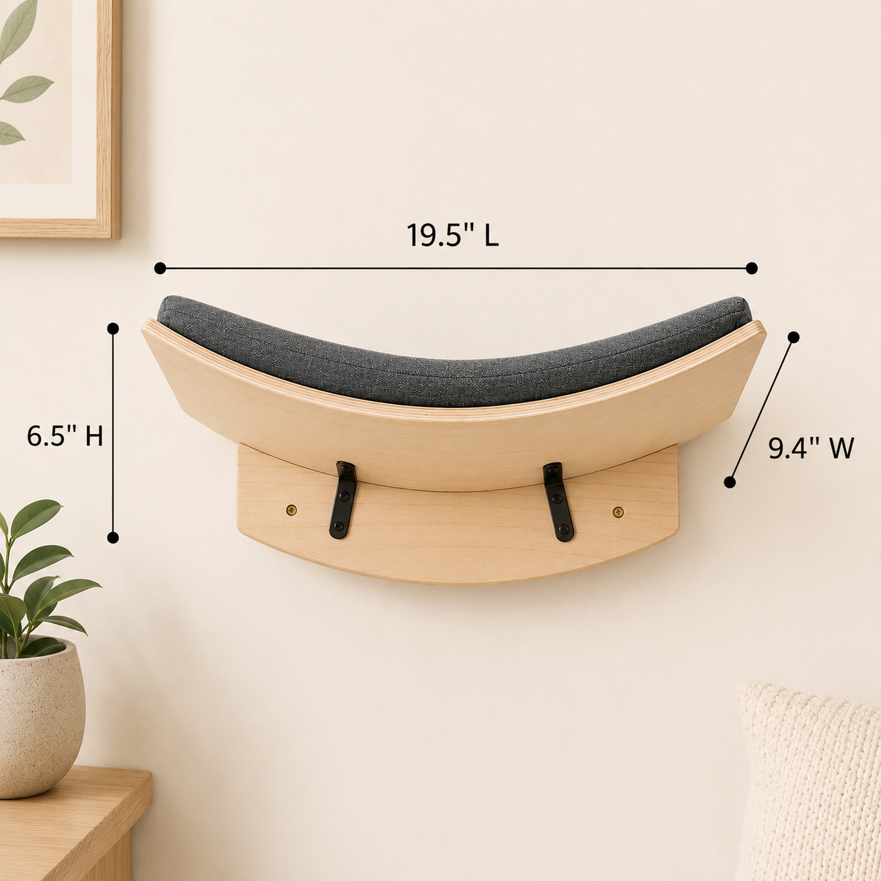 Curved Wall-Mounted Cat Perch with Soft Cushion