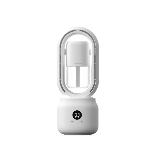 Bladeless USB Spray Mist Electric Fan & Air Humidifier (Rechargeable, Tabletop)