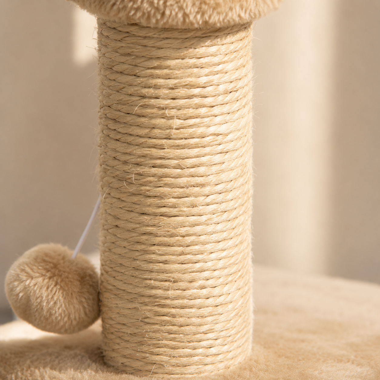 Modern Cat Tree with Sisal Scratching Post, Rattan Ball Condo & Hanging Toy