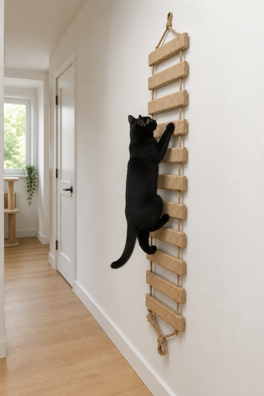 Sisal Rope Cat Climbing Ladder Wall Mounted