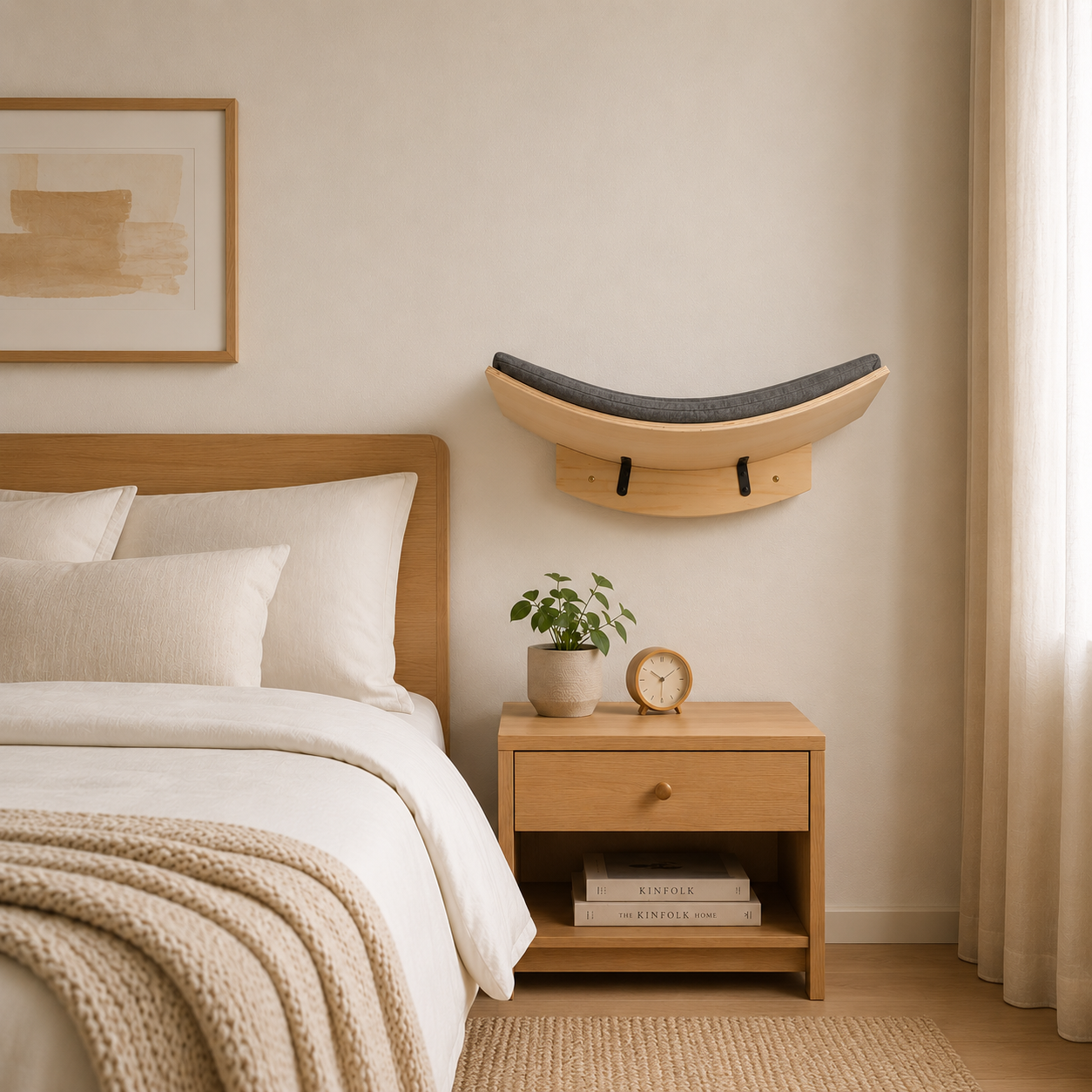 Curved Wall-Mounted Cat Perch with Soft Cushion