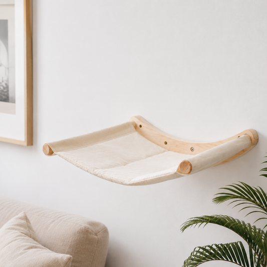 Wall-Mounted Cat Hammock Bed with Wooden Frame