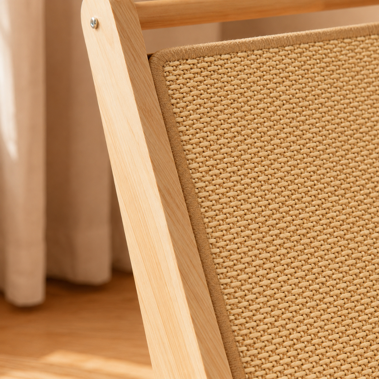 Vertical Sisal Cat Scratcher with Wooden Frame Hanging Teaser Ball and Roller Balls