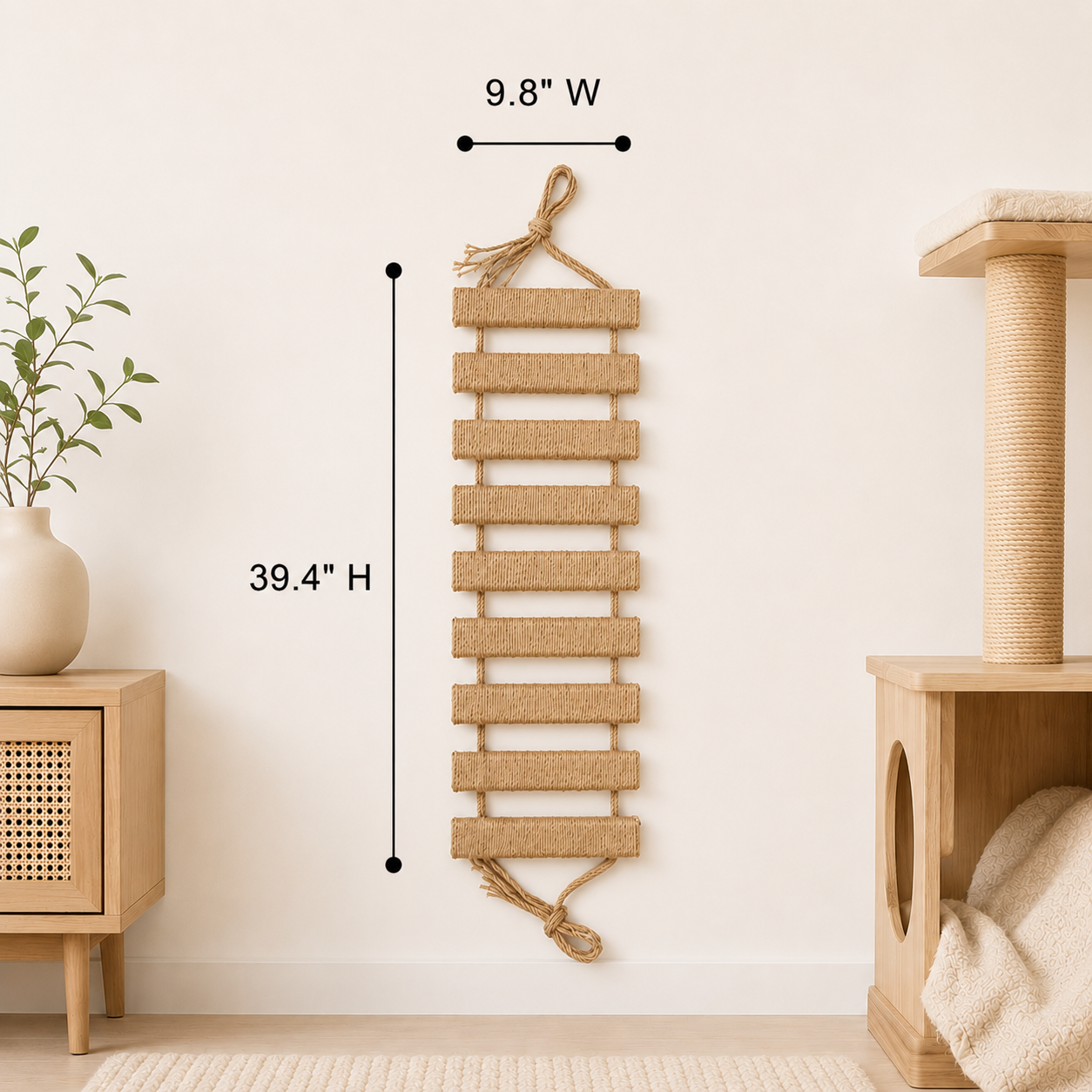 Sisal Rope Cat Climbing Ladder Wall Mounted