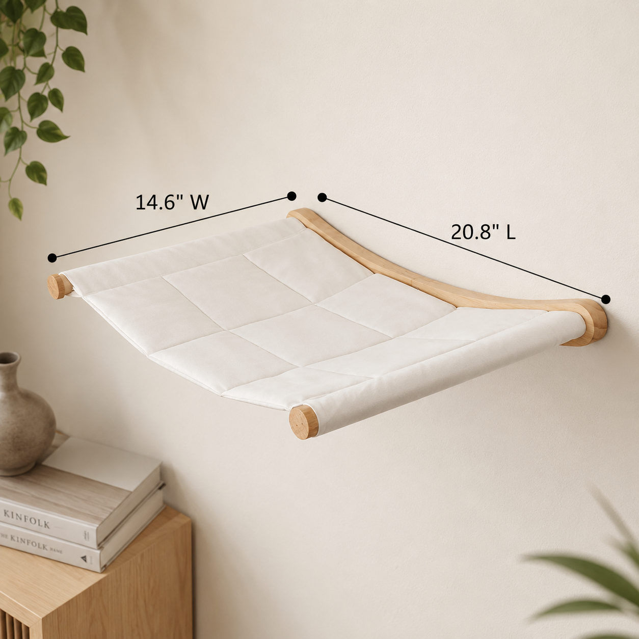 Wall-Mounted Cat Hammock Bed with Wooden Frame